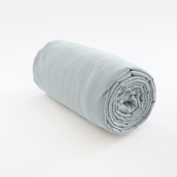 drap housse 100% lin bleu glacier