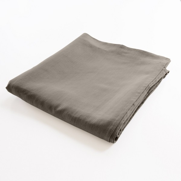 drap de lit plat 100% lin taupe