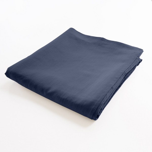 drap de lit plat 100% lin marine