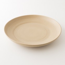 Plat 45 cm grès mat sable fait main