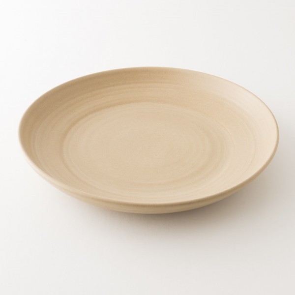 Plat 45 cm grès mat sable fait main