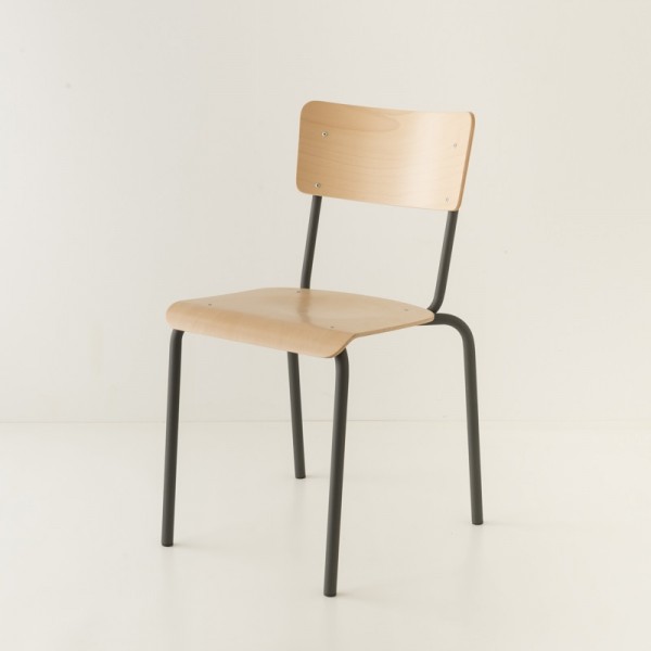 chaise de cuisine 11 coloris métal + bois naturel Anthracite