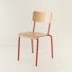 chaise écolier tube coloris rouge + bois