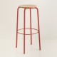 tabouret ht 80 cm tube + bois coloris rouge RAL-design 040 40 60