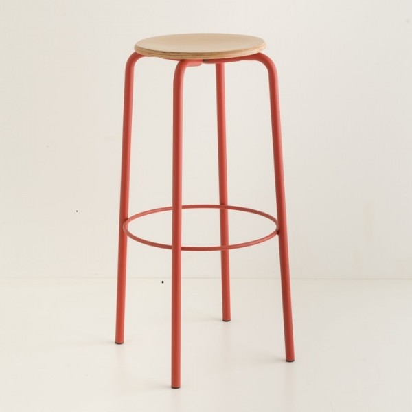 tabouret de bar 80 cm 10 coloris + bois naturel rouge