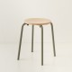 tabouret ht 46 cm tube + bois coloris kaki RAL 7003