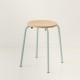 tabouret ht 46 cm tube + bois coloris bleu pastel RAL-design 210 70 10 