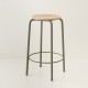 tabouret ht 65 cm tube + bois coloris kaki RAL 7003