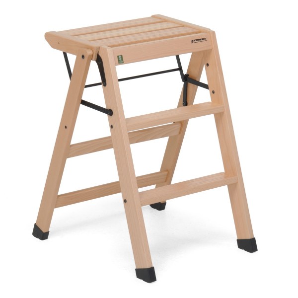 escabeau 3 marches pliant en bois