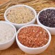 les 4 sortes de riz bio de Camargue que nous proposons: le demi-complet en haut