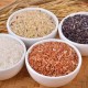 les 4 sortes de riz bio de Camargue que nous proposons: le rouge complet en bas