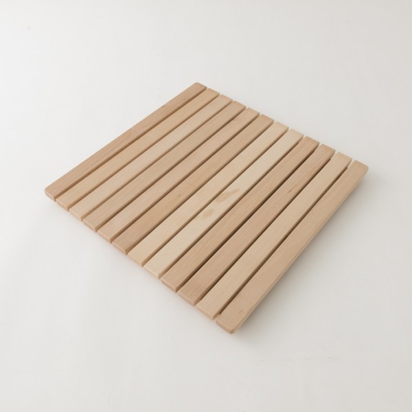 caillebotis de douche 60x60 en hêtre naturel vernis hydrofuge