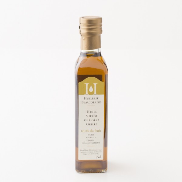 Huile de colza grillé vierge en bouteille de 25 cl par l'Huilerie Beaujolaise