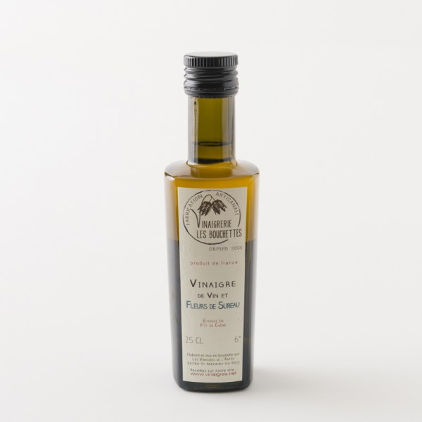 Vinaigre de vin blanc à la fleur de sureau en bouteille de 25cl