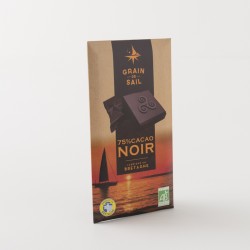 Chocolat noir bio 75% de chez Grain de Sail en tablette de 100 g
