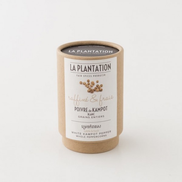 Poivre blanc de Kampot IGP en tube kraft de 50 g