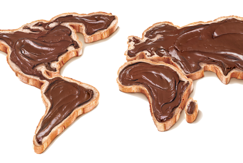 carte du monde en tartine de nutella